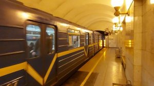 Прибытие метропоезда на станцию Проспект Просвещения, Санкт-Петербург