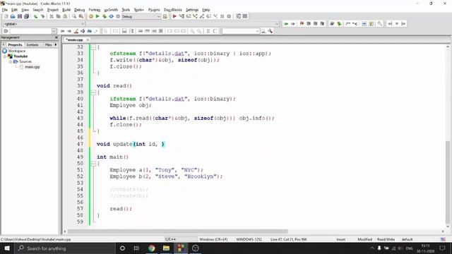 C++ Tutorial for Beginners 30 - Operation On Binary File In C++ ( read, write, delete and modify)