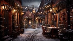 Cozy Winter Village with Classic Christmas Jazz Piano Music & Relaxing Wind Ambience | LONG VIDEO