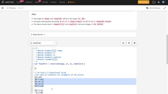 Flood fill javascript solution
