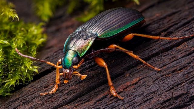 Картинка насекомое. Слизнееды, Очень красочный жук-карабид из саванновых лесов Натитингу, Африка. смотреть онлайн