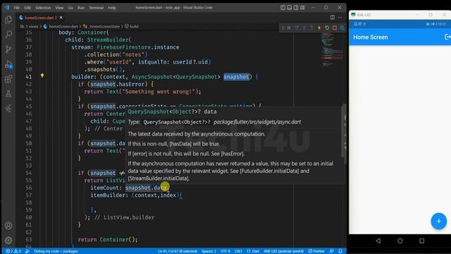 Get & show data from cloud firestore flutter null safety - flutter firebase tutorial 2023