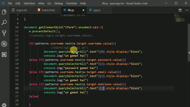 PART2 - ADVANCE FORM VALIDATION USING REGULAR EXPRESSION  | JAVASCRIPT TUTORIALS IN HINDI