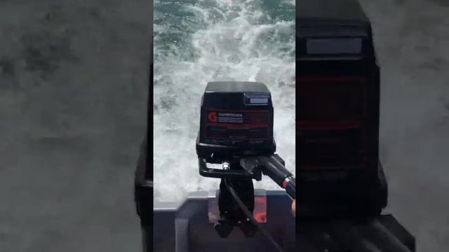 5hp Gamefisher pushing my 8.5’ mini bass boat