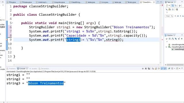 Classe StringBuilder em Java (parte 1) - Instanciação, comprimento e capacidade do objeto