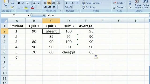 Statistical Analysis with Excel: Finding the arithmetic mean