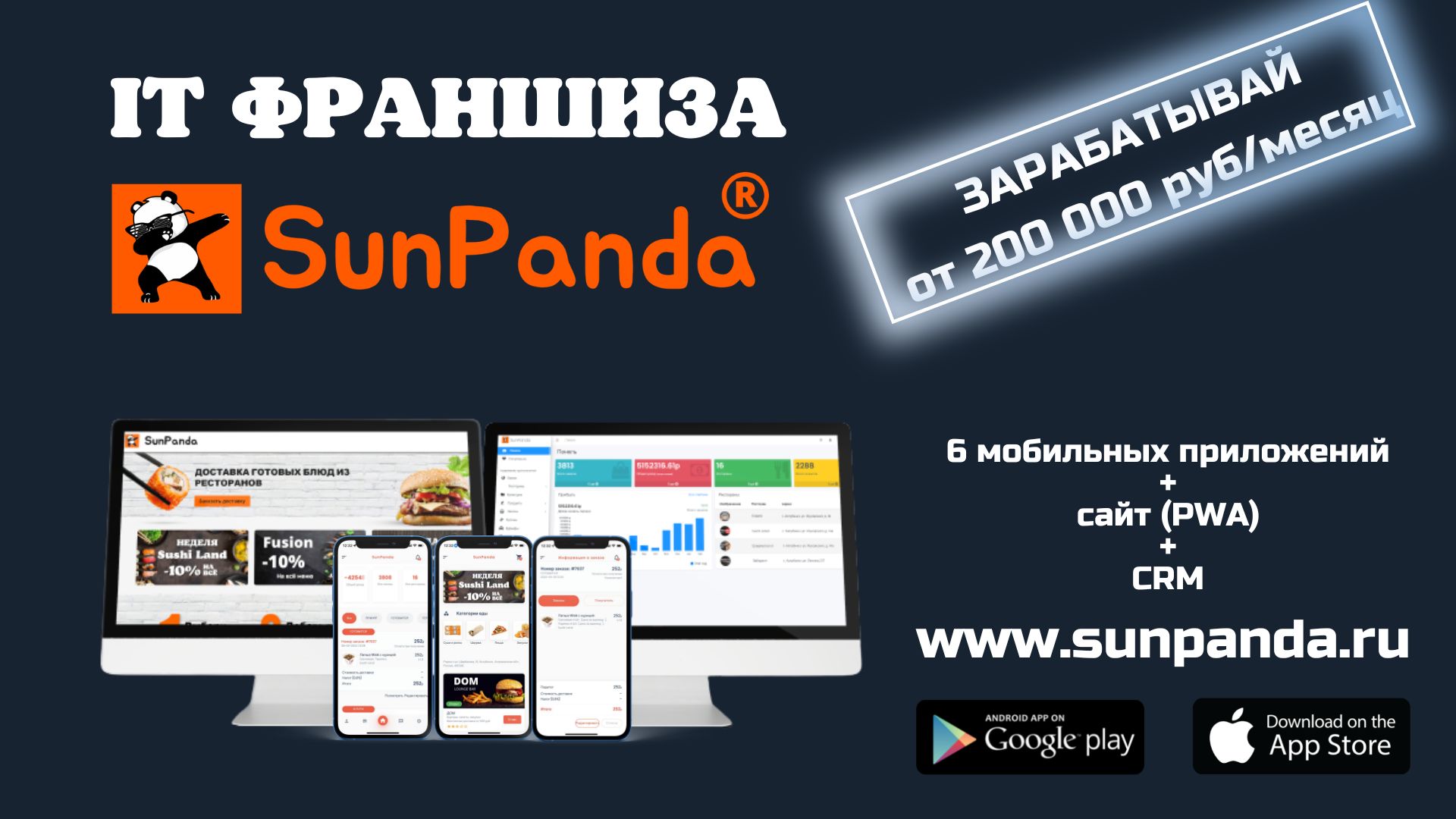 SunPanda франшиза - запусти свой агрегатор доставки еды