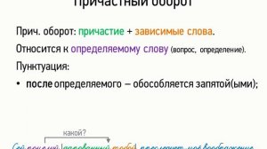 Причастный оборот (7 класс, видеоурок-презентация)