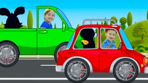 Синий трактор Песенки для детей Еду я на красной машине Учим названия животных