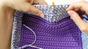 Прямоугольная корзина | органайзер с перегородками из трикотажной пряжи