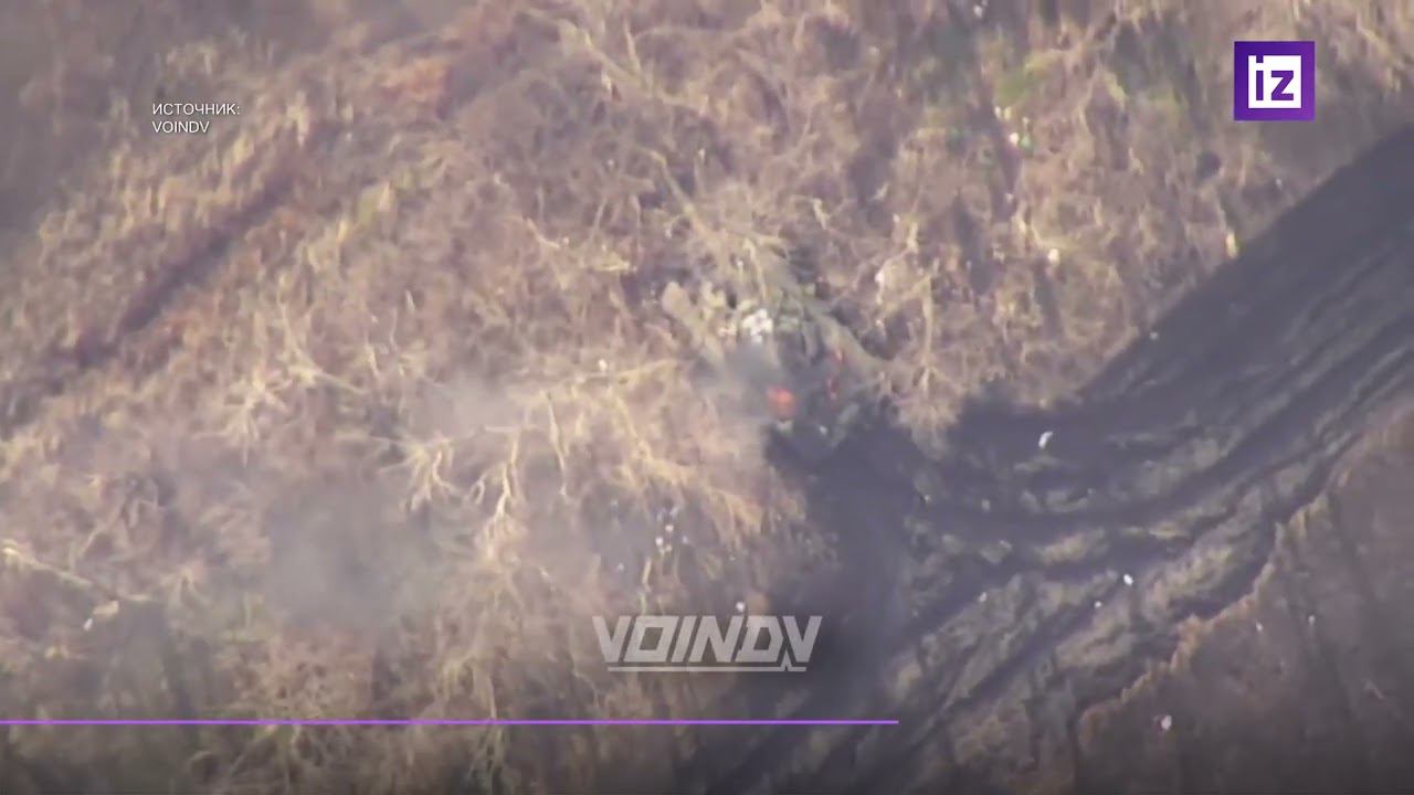 Прилет «Ланцета» в украинский Т-72 на Угледарском направлении смотреть онлайн
