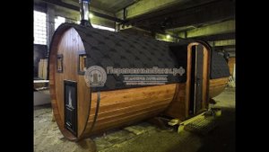 Баня бочка со входом по середине