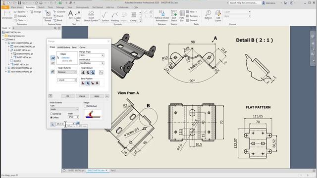 Tutorial Inventor - 034 SHEET METAL - Practice (SM-001) смотреть онлайн