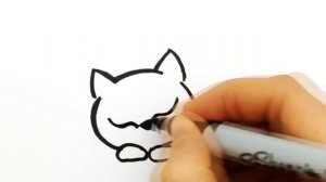 Как нарисовать Силуэт Котика черным маркером. Рисунок для срисовки в скетчбук. #479