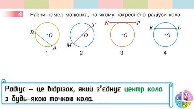 Математика 2 клас НУШ.  Досліджуємо коло і круг (с. 82)
