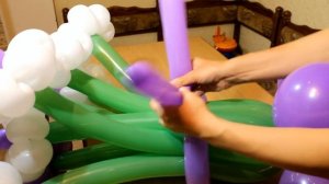 Цветы из шаров Букет на подставке с бантом из шдм Flowers of balloons