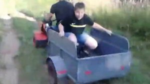 На мотоблоке с крутого спуска.