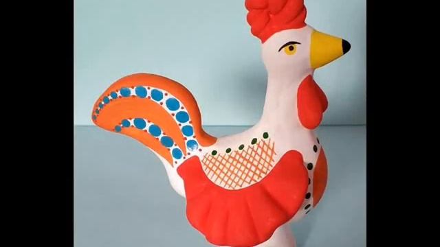 Роспись глиняной игрушки – петушка по мотивам дымковского промысла