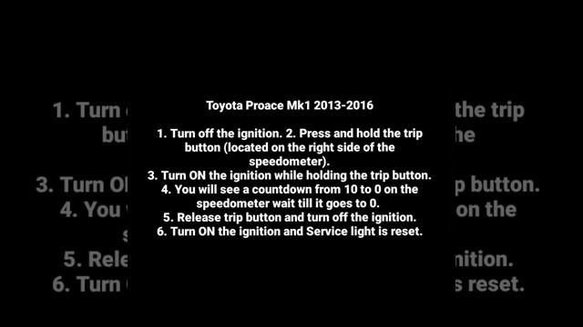 Toyota Proace oil reset смотреть онлайн