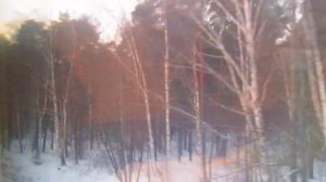 Поезд 29Н "Кузбасс" Кемерово-Москва 06.01.2015. Закат. Станция Болшево - Подлипки-Дачные МЖД