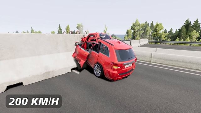 Grand Cherokee 3.6 crashes to the WALL ? 300 km/h | Realistic Crash Test Beamng Drive смотреть онлайн
