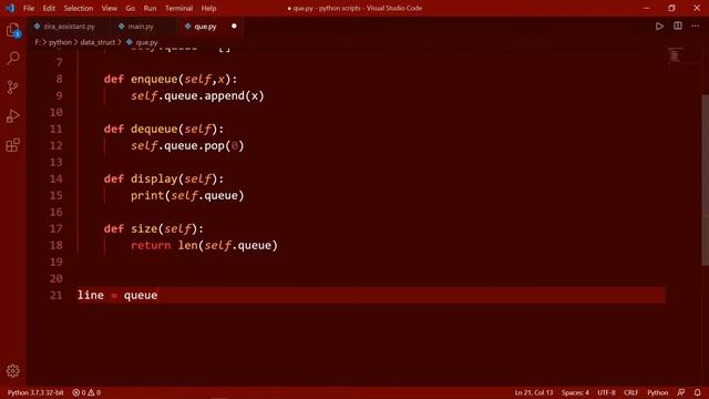 implementation of queue | python list | python | data structures