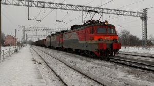 Электровоз ВЛ11.8-667А/659 с грузовым поездом.