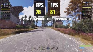 Fps test - Ruzen 9 7950x3d vs intel i9 14900k в RUST\Раст