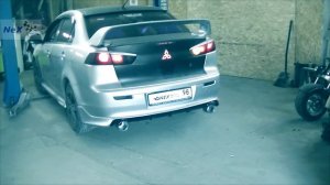 NEX® Mitsubishi Lancer X 2007+. Глушитель раздвоенный & насадки Ø101 мм. Вид, звук &  Ветер Балтики