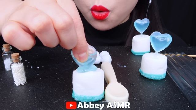 ASMR CLEAR FOODS 투명 디저트먹방, CLEAR JELLY, EDIBLE SPOONS, POPPING BOBA, PEEPS, DRINKING SOUNDS 신기한 물먹방