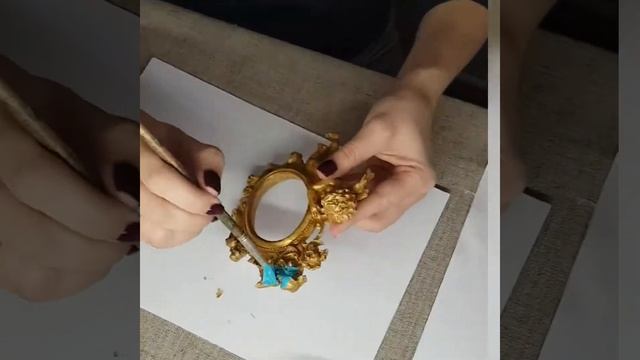 Состаривание рамки методом бирюзовой патины