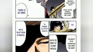 Aizen Reaitsu Crush the essence of Mimihagi and shooting down the royal Palace (Manga). [SFX]