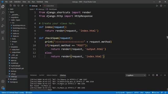 #7 Link ML Model With Main Project | Python Project - Spam Message Detection [2020]