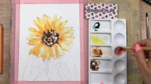 Подсолнух рисунок акварелью