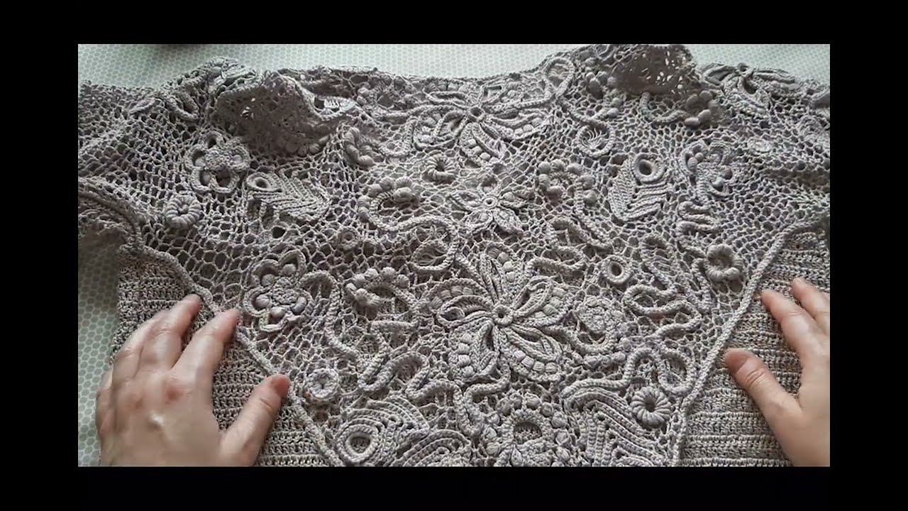 Ирландское кружево. Футболка с ажурной спинкой. Крючок