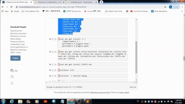 Converting Python Kivy to Android APK using Google Colab