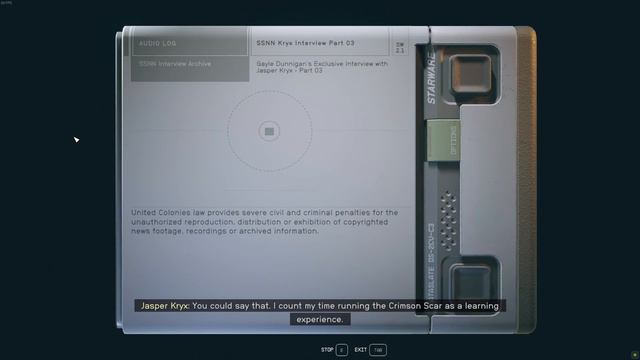 Starfield Lore - How to Get All Seven SSNN Kryx Interview Parts (Jasper Kryx Audio Logs at The Key)