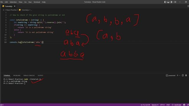 Most Asked Interview Questions || Program to Check Palindrome in Javascript #9 #javascript #reactjs