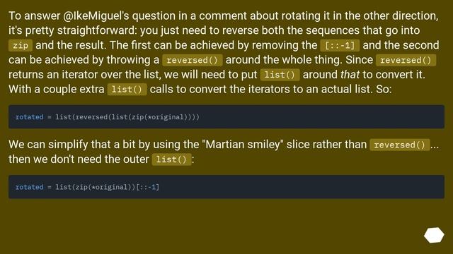 Rotating a two-dimensional array in Python