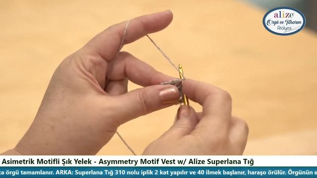 Asimetrik Motifli Şık Yelek - Asymmetry Motif Vest w/ Alize Superlana Tığ смотреть онлайн