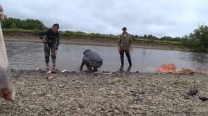 Ловим рыбу неводом. Я в лодке. часть 2