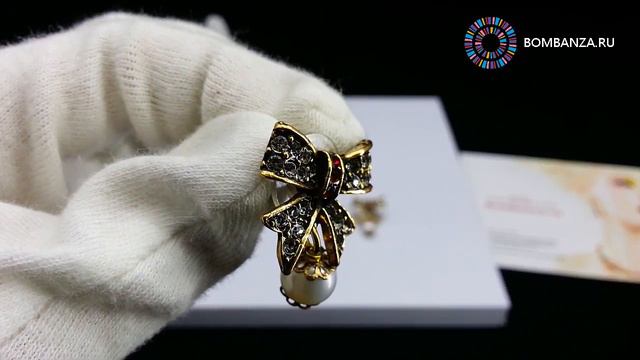 Серьги Maurizio Mori, Банты с жемчугом и кристаллами. Премиум бижутерия из Италии