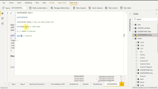 DATESINPERIOD DAX Function in Power Bi | Time Intelligence DAX Function in Power Bi