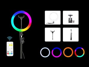 LED RGB кольцевой светильник для видео съёмки PYNSSEU / LED RGB video ring light PYNSSEU