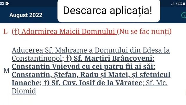 Calendar Ortodox August 2022 смотреть онлайн