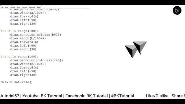 Python Turtle - Draw 3D Art In Python Turtle Graphics | 3D Triangle By #BKTutorial