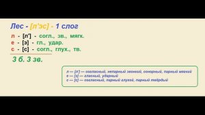 Звуко – буквенный (фонетический) разбор к слову ЛЕС