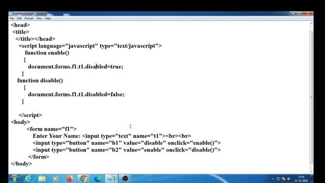 javaScript Tutorial For Beginners | 31. Enable and Disable property in javaScript