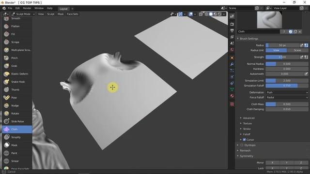 Cloth Sculpting Brush in Blender