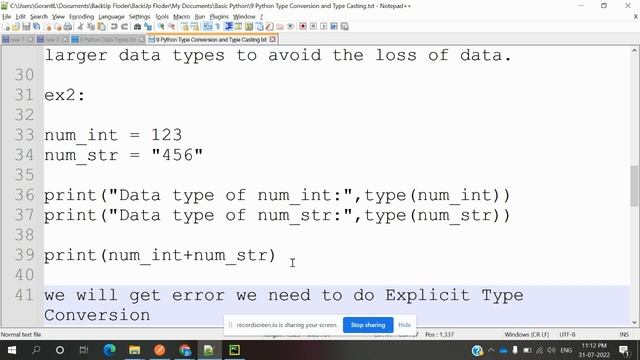 Basic Python 9: Python Type Conversion and Type Casting